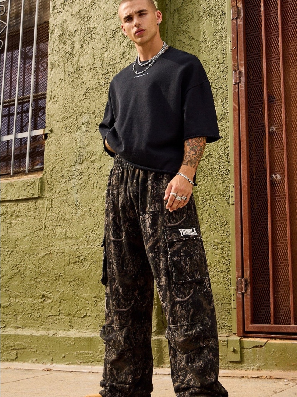 YoungLA 2033 - HERITAGE CARGO SWEATS, medium, dark tree camo - Picture 6 of 8